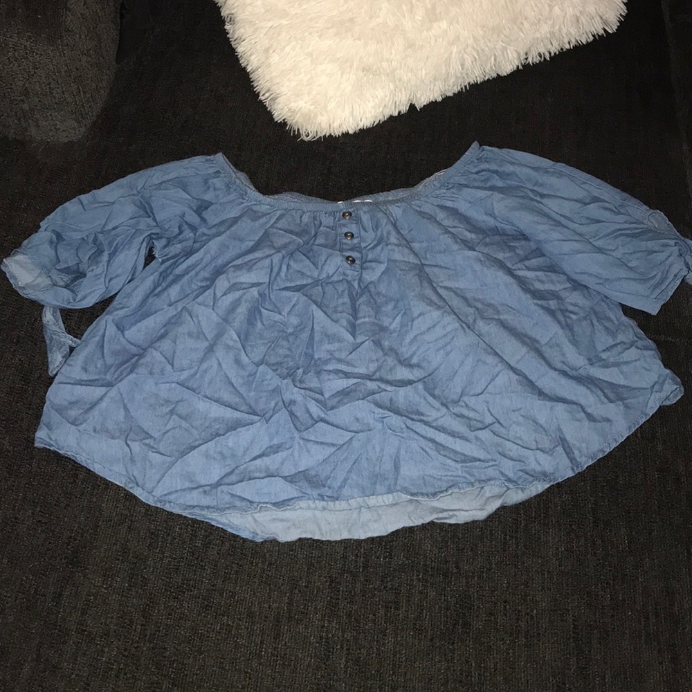 Jean Off shoulder crop blouse